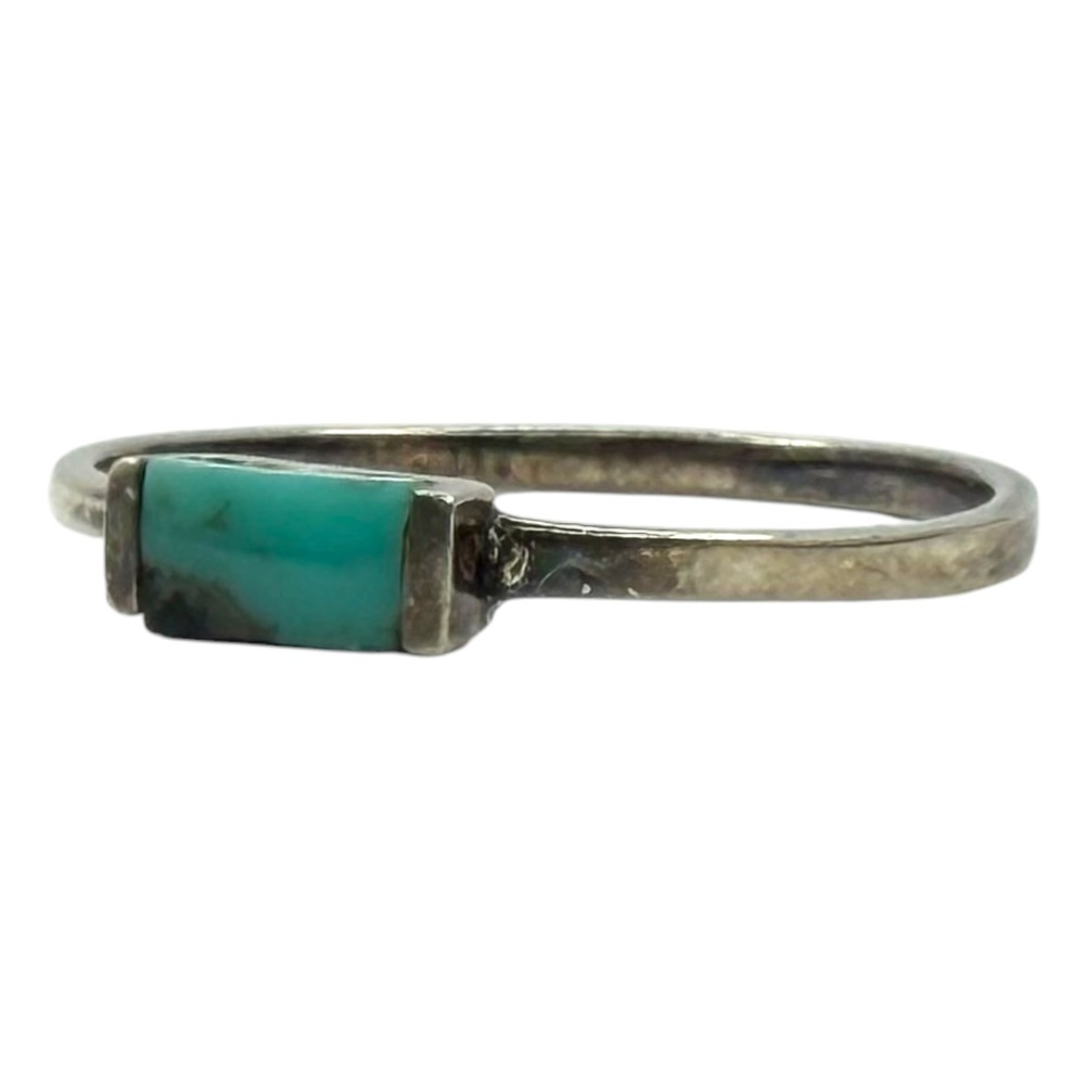 Vintage Ring Sterling Silver Size 7 Turquoise Minimalist Stackable Band